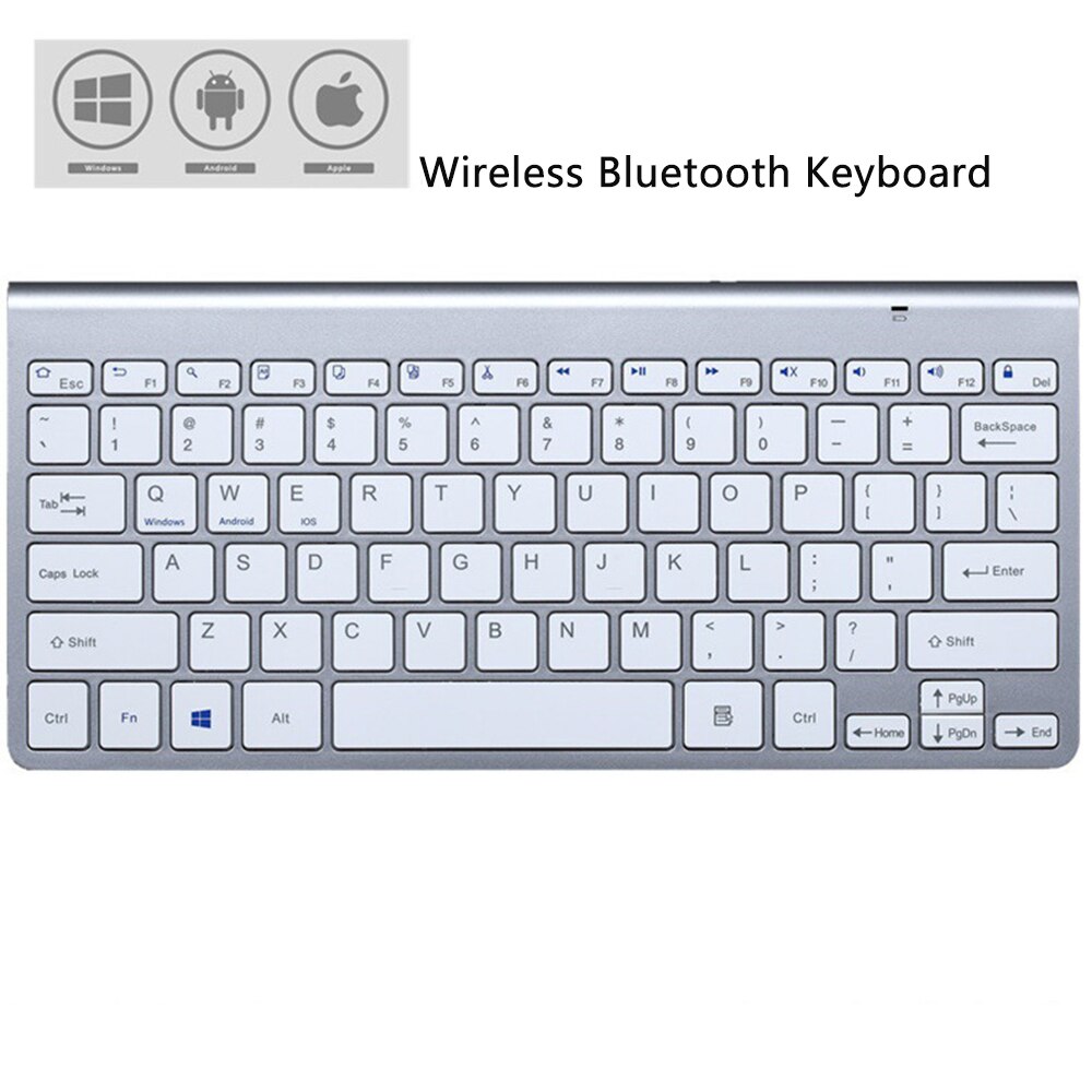 mini multimedia keyboard and mouse combination for laptop and tablet 2.4g wireless keyboard/bluetooth-compatible keyboard: Silver Bluetooth K