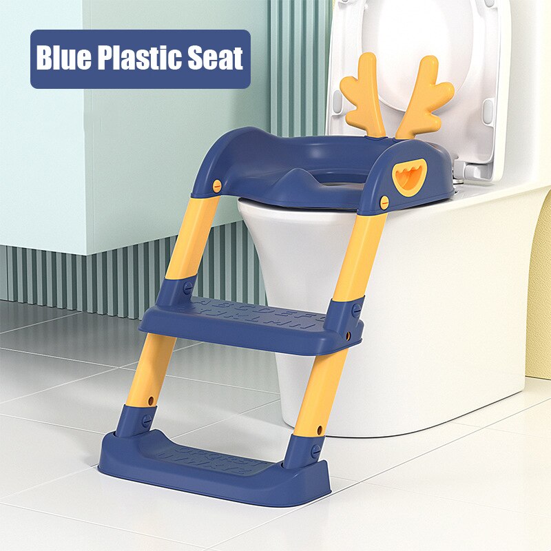 Baby Toiletzitting Met Verstelbare Ladder Zuigeling Wc Training Klapstoel Training Baby Zindelijkheidstraining Seat Kinderen Potje: 3Blue plastic seat