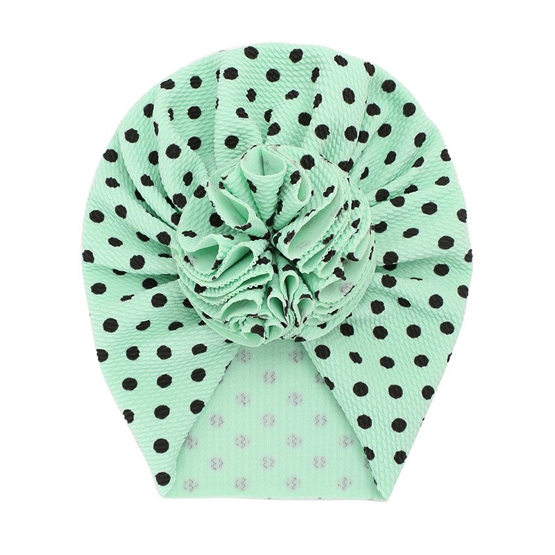 Tulbandhoedjes met stippen voor meisjes, bloeiende babyhoedjes, elastische babytulbandhoedjes voor meisjes, hoofdband, haarband voor baby's, mutsje: Lt groene stippen