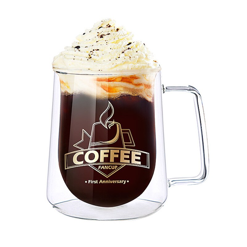 Glass kopp gjennomsiktig glass kopp drikkeglass dobbel vegg glass kaffekopper med lokk glass kopp krystall glass krus: Funk cup  n7190