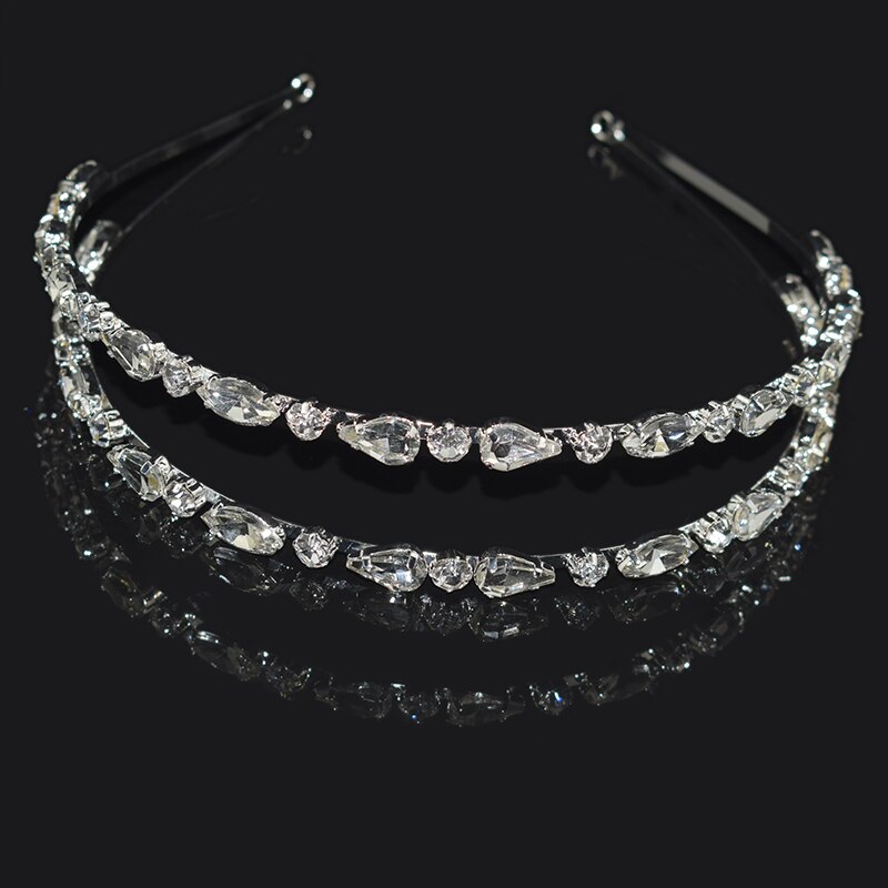 Luksusowa lśniąca ślubna kryształowa Tiara dla księżniczki na konkurs piękności Prom Rhinestone z pałąkiem na głowę cyrkon pasmo włosów akcesoria do włosów: TS-8014 Silver