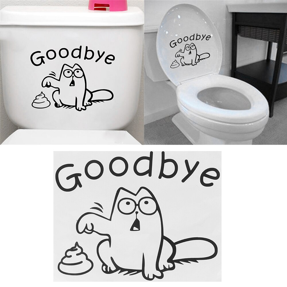 Toilet Seat Sticker Decal Katten Gezicht Muurschildering Badkamer Wc Toilet Sticker Klassieke Cartoons Decoratie Goodbye Dikbuikige Sticke