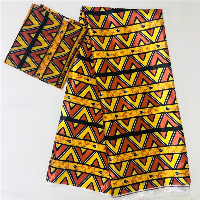 Suave tejido Ankara satinado y cera de seda tejido de seda estampado africano 2 yardas gasa a juego 4 yardas tela de seda satinada: Color9
