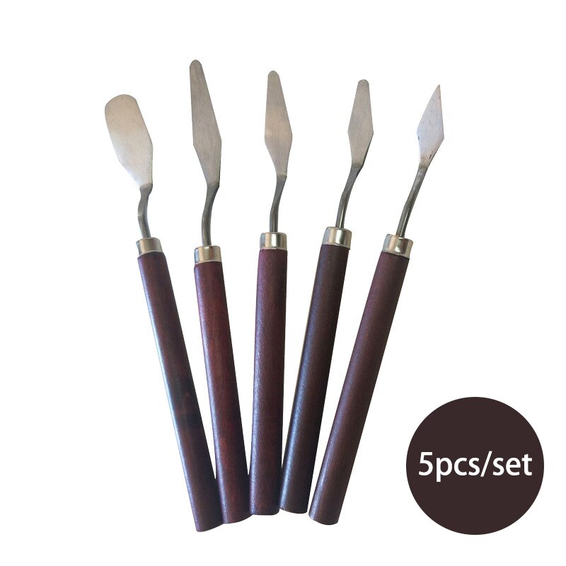Juego de espátulas profesionales de acero inoxidable, juego de 5 unidades, paleta de cuchillos para pintar al óleo, herramienta de pintura de Arte Fino, juego de cuchillas flexibles
