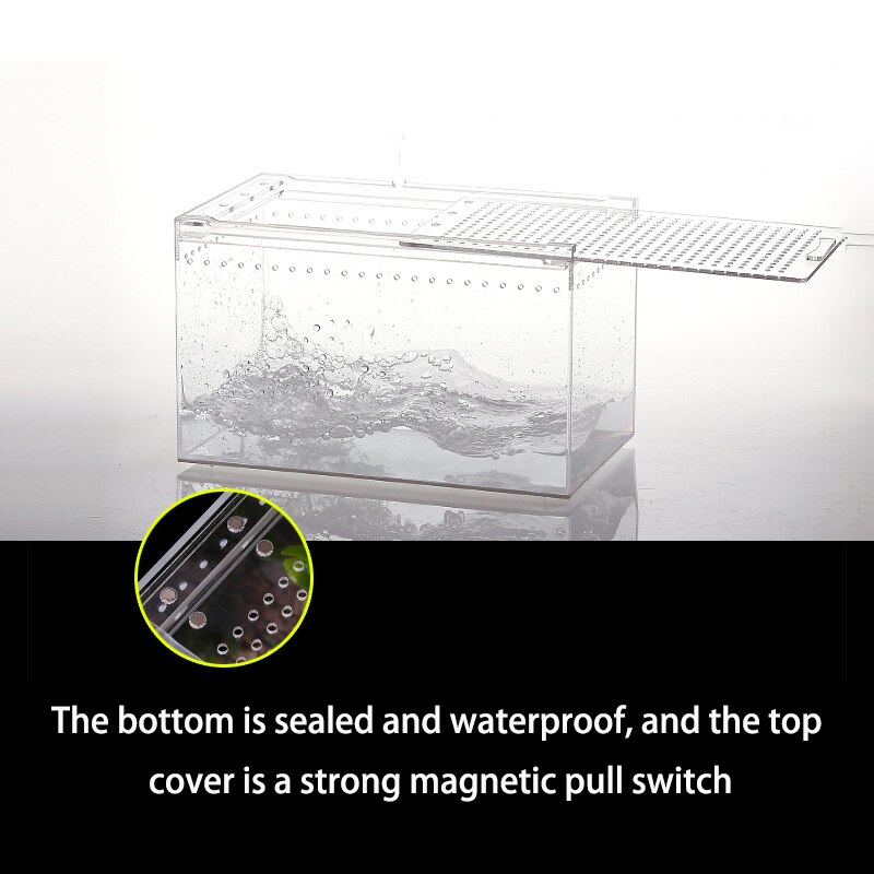 Reptile Breeding Box Large Acrylic Transparent Sliding Cover Reptile Tank Insect Spider Tortoise Lizard Feeding Box Terrarium