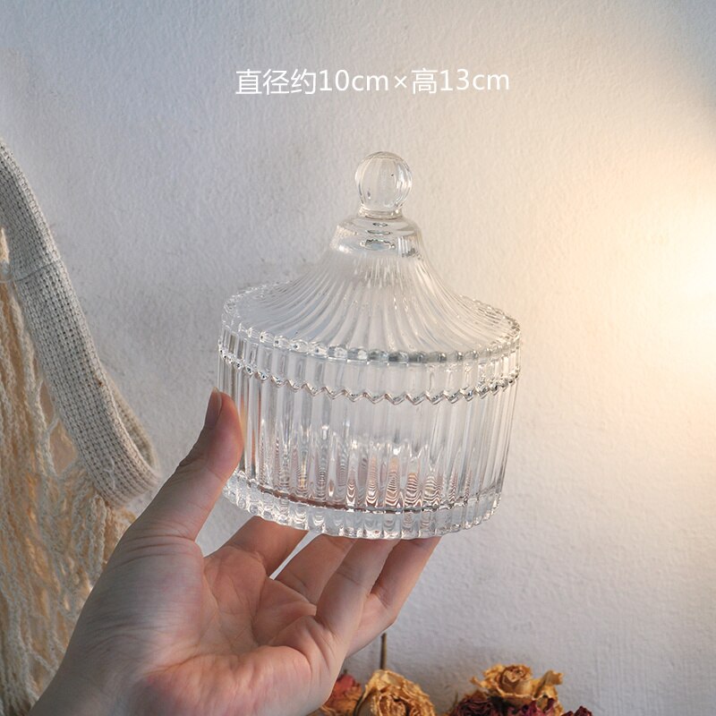 Crystal Glass Cube Candy Jar Transparent Box Mini Jar Candle Diy Jars Holder Making Supplies: large size