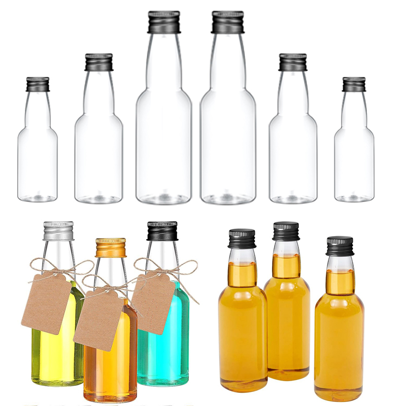10 Uds 30ML-150ML Mini botella de licor de plástico portátil botellas de jugo contenedor de bebidas reutilizable para favores bodas fiestas favores