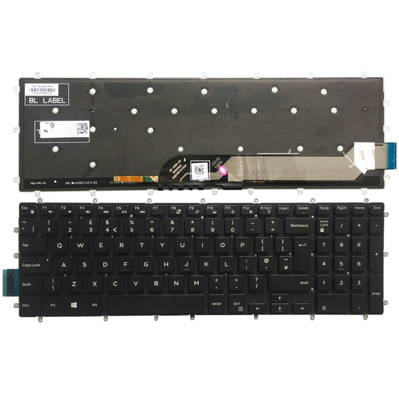 Uk Laptop Toetsenbord Voor Dell Inspiron 7567 7566 7577 7587 7570 7580 Toetsenbord Layout Wit Lettertype Met Achtergrondverlichting