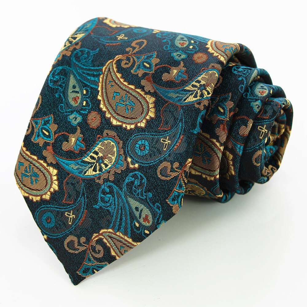 KAMBERFT Silk Mens Ties 8cm Floral Paisley Jacquare Woven Ties For Men Cravata Business Wedding Accessories: 02