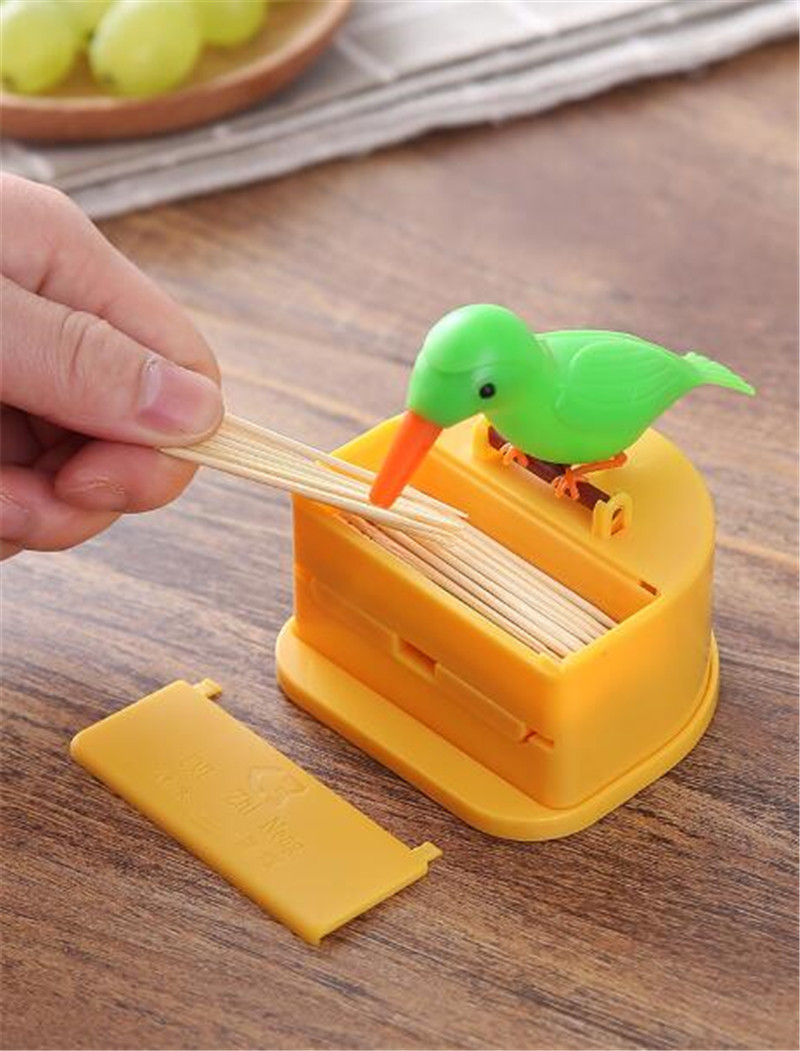 Tandenstoker Box Dispenser Automatische Vogel Leuke Hummingbird Stash Tandenstoker Pers-Type Secret Tandenstoker Pot Schoonmaken Tanden Gereedschappen