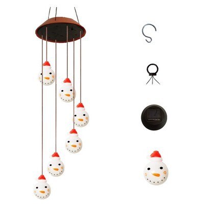 14 Style Solar Wood Squirrel Unicorn Star Wind Chime Color Changing Solar LED String Lights Outdoor Mobile Hanging Patio Light: Snowman