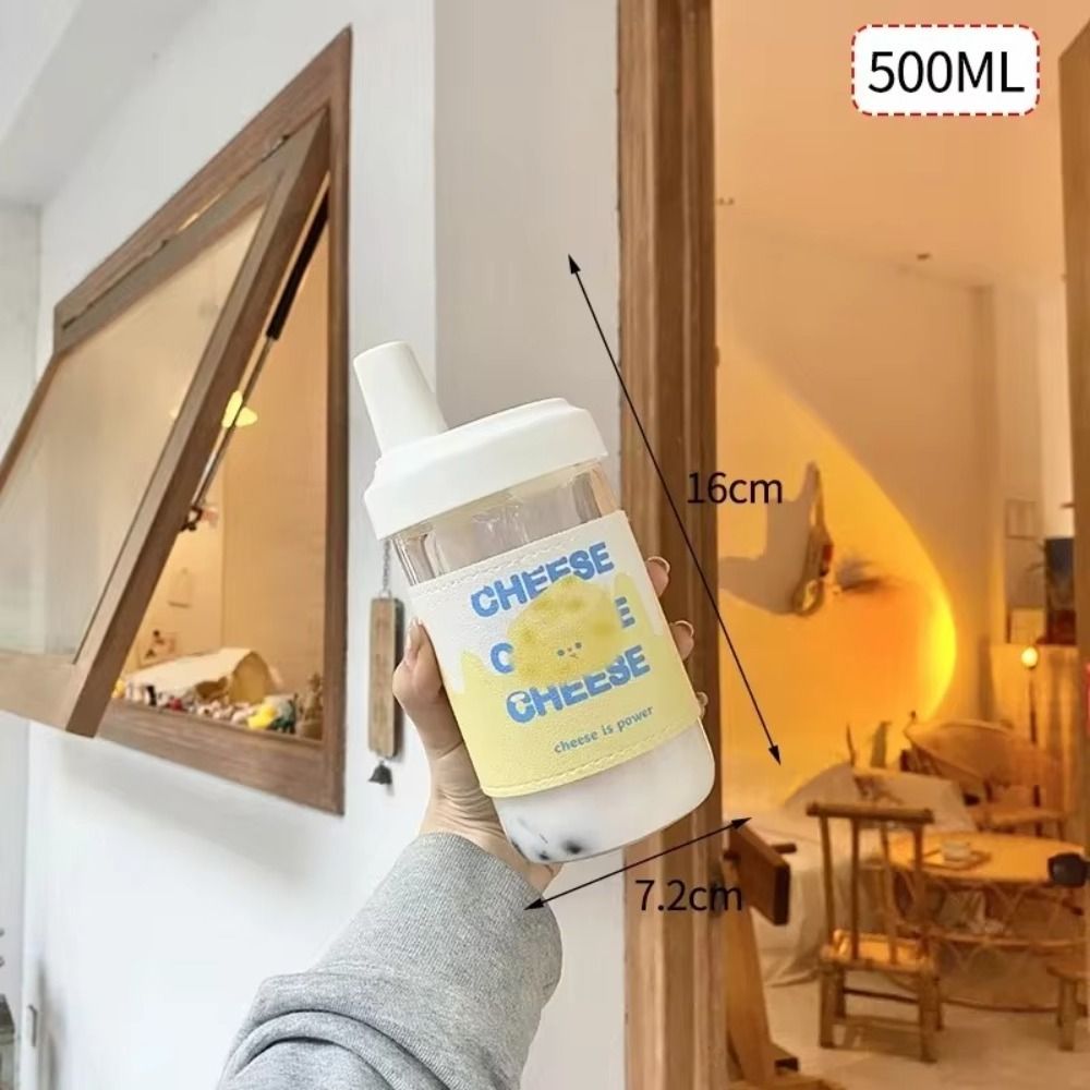 500/850 ml Waterflessen Sap Melk Plastic Beker met Deksel Stro Bubble Thee Koffiekopjes Transparante Grote Capaciteit drinkware: Roze