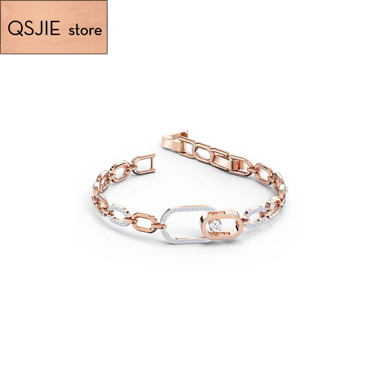 QSJIE Swa1: 1 fashionable layered hollow oval CLASP BRACELET smart oval Rose Gold Bracelet Glamorous jewelry