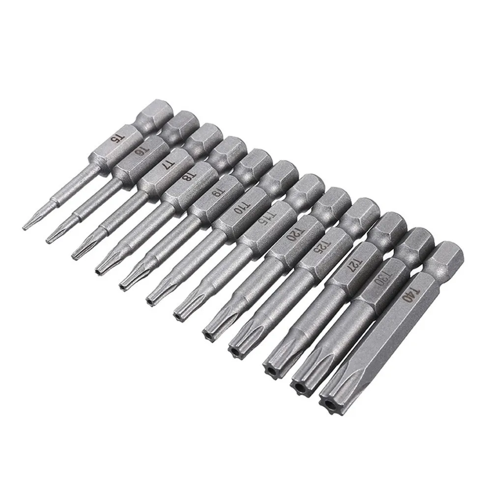 50mm torx skruetrækker bits med hul  t5, t6, t7, t15 t20 t25 t27 t30 1/4 tommer sekskantet skaft elektrisk skruetrækker stjerne bit sæt