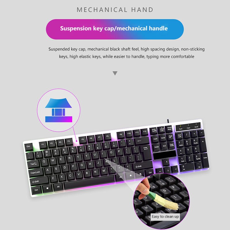 Wired Gamer Keyboard USB Connection Mechanical Keyboard Hybrid Sandwich Backlit Gaming Keyboard 104 Keycaps For Notebook PC