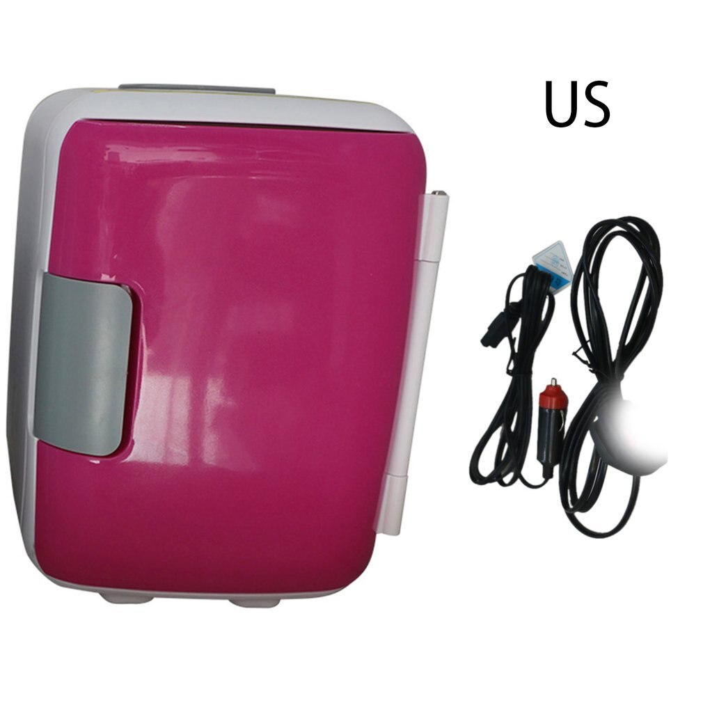 1Pcs Universal 4 Liter Portable Compact Personal Fridge Cools & Heats Fridge for Bedroom Office Car Dorm Four Seasons: pink US