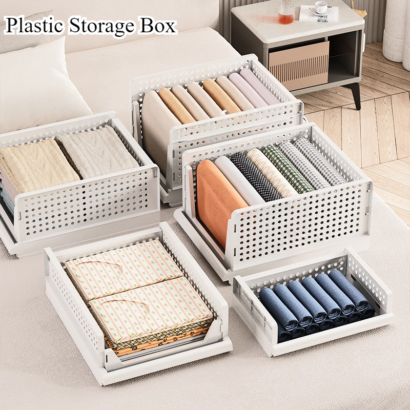 Cajón de almacenamiento de ropa, caja de almacenamiento de plástico plegable de alta capacidad, organización de cajones apilables para el hogar, Accesorios para el hogar