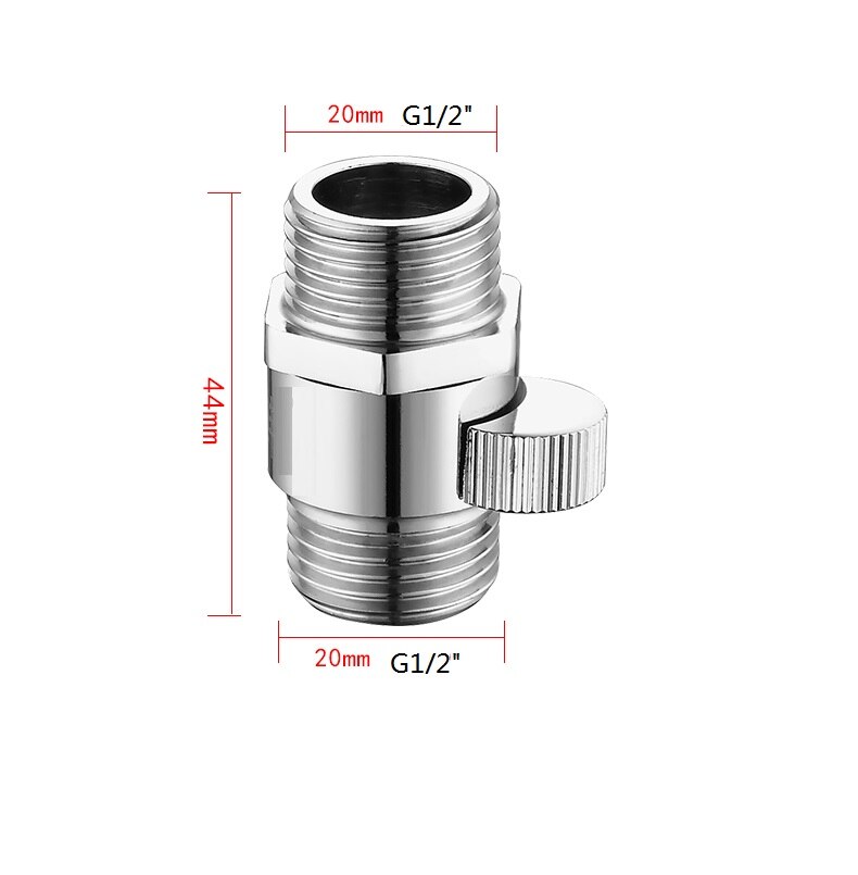 Bathroom Shower G1/2 Inch Brass Junction Water Flow Control Valve Straight-through Shut-off Angle Valve Hand shower quick switch: chrome B