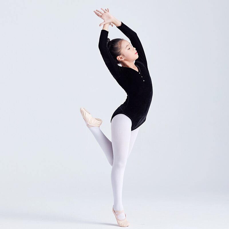 Justaucorps de Ballet enfants à manches longues justaucorps de danse automne hiver velours Ballet Costume ballerine noir vêtements de danse pour les filles