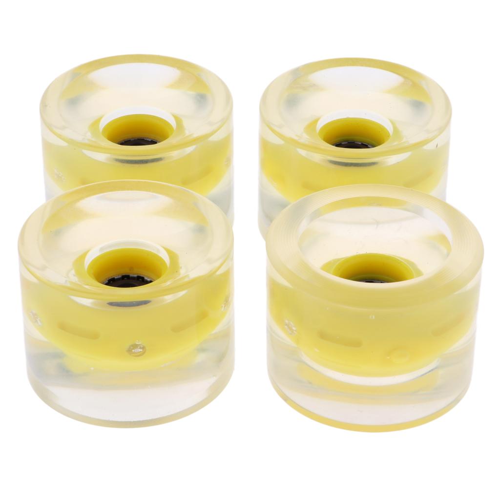 4 skateboard wheels, 70mm, 78a, PU, ​​flashing, light up, spare wheels: Yellow