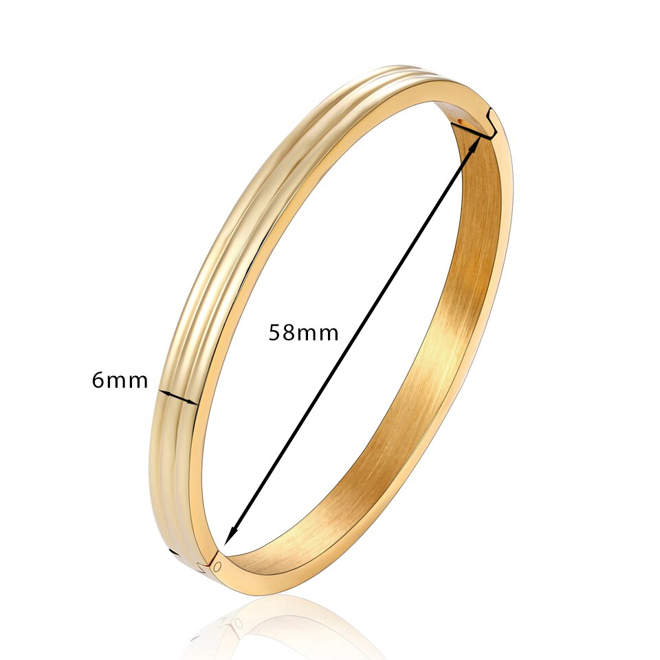 Top Vrouwen Armband Titanium Staal Rose Gouden Kleur Unieke Drie Zijden Ronde Bangle &amp; Armband Sieraden Bruiloft