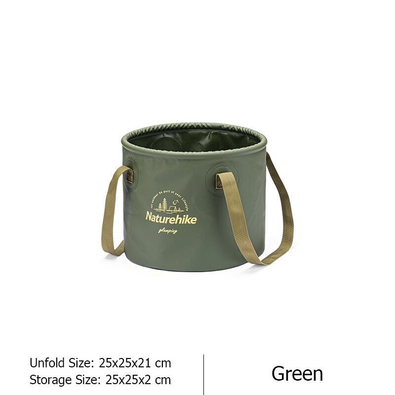 Naturehike Falten Eimer Wasserdichte Faltbare Wasser Waschbecken Eimer Tragbare Reise Faltbare Becken Camping Wandern Lagerung Eimer: Grün - 10L