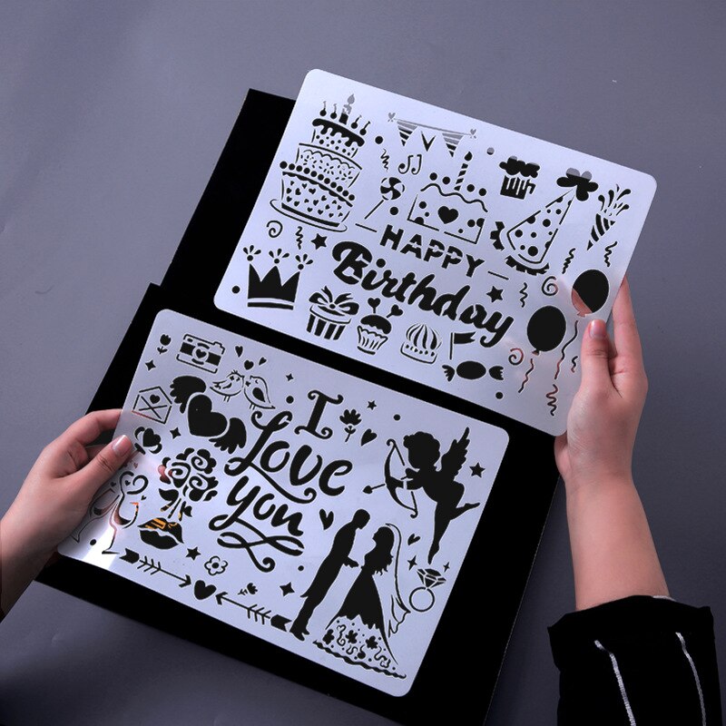 A4 Hollow Painting Stencil Spray/hand Painting Template Pre Tracing Ruler Stencils for DIY Scrapbooking Journal Decoration