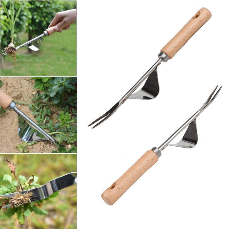 Horquilla Manual de deshierbe, herramienta de deshierbe, herramienta de deshierbe, mango de madera para el hogar y jardín, herramientas de deshierbe