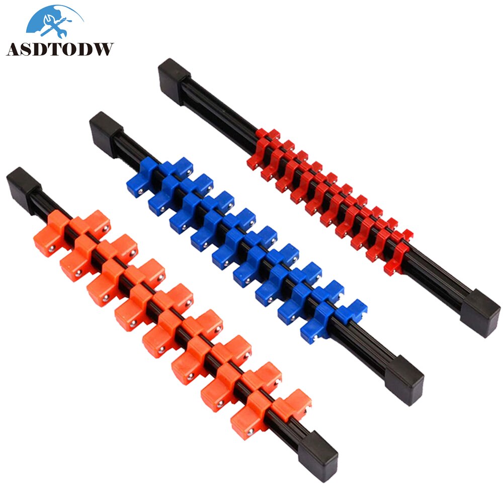 3/6PCS 1/4 3/8 1/2 Socket Wrench Holders Traight Plastic Universal Socket Organizer Rail Bracket Wall Holder Wrench Home Tools