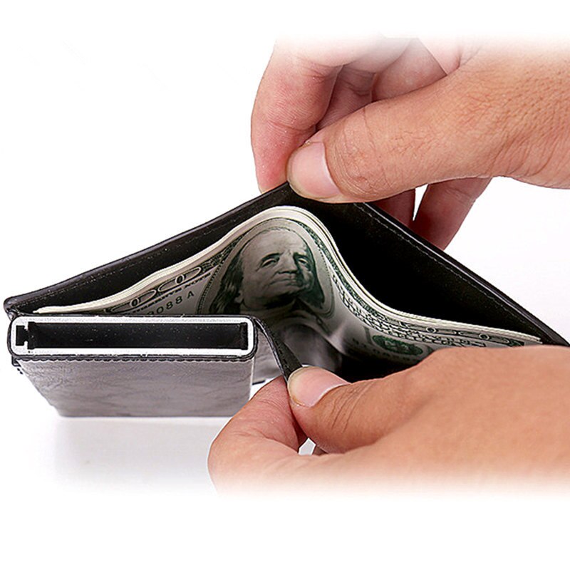 Männer Aluminium Brieftasche Zurück Tasche Ich würde Karte Halfter RFID Blockierung Mini Magische Brieftasche Automatische Kreditkarte Geldbörse