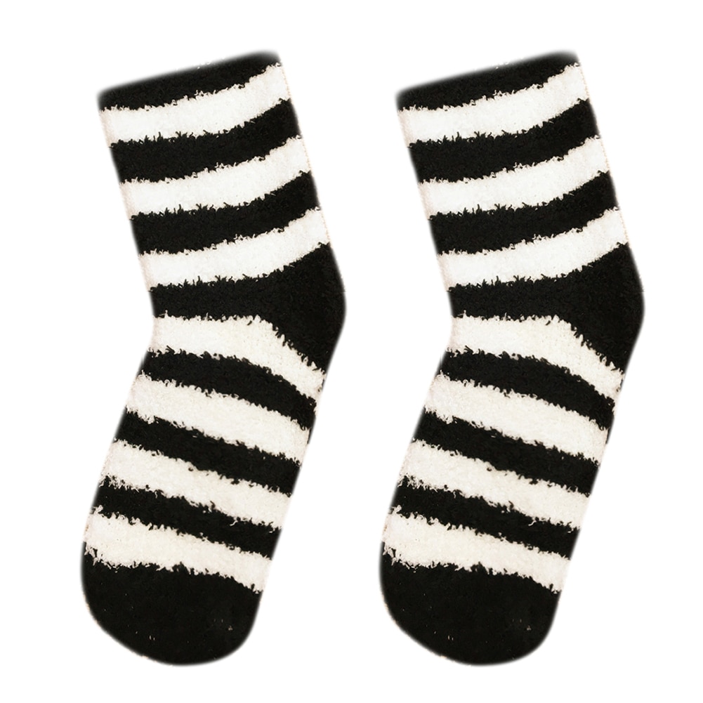 2/1 Pairs Cozy Fuzzy Slipper Socks Women Plush Soft Warm Fluffy Coral Velvet Thicken Crew Socks for Winter Chindren/Teens