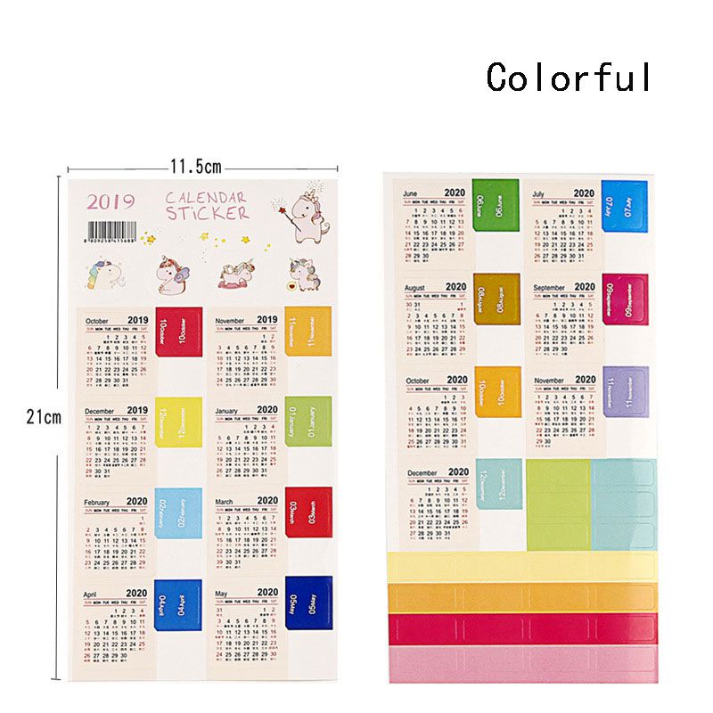 Jaar Maandelijkse Kalender Sticker Dagboek Planner Notebook Scrapbook Decoratieve Stickers Accessoire Diy Statinery: Colorful