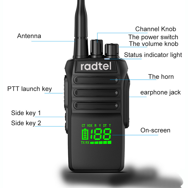 Radtel RT-493 10 W IP67 Wasserdichtes UHF 400–470 MHz Business-Funkgerät 199 Kanal, schnelle Kopierfrequenz, Walkie-Talkie, USB-C