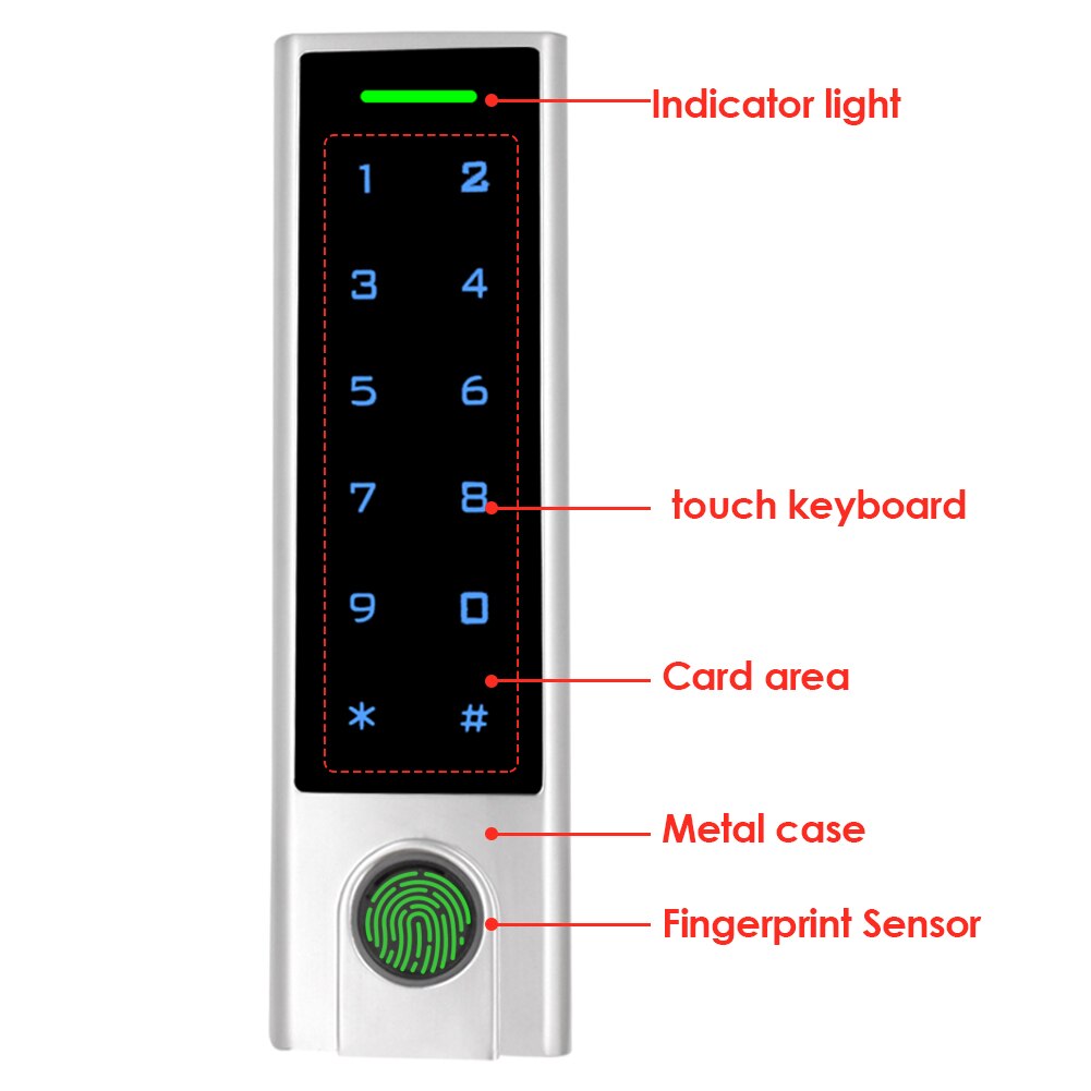 Bluetooth Tuya APP Biometric Fingerprint Access Controller System Metal RFID Card Standalone Door Access Control Waterproof