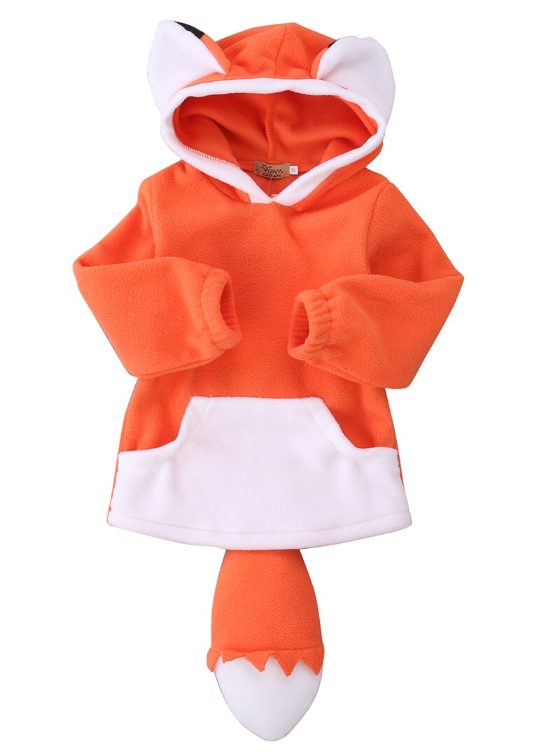 Pudcoco børne hættetrøjer 0-4y spædbarn børn baby drenge piger ulv overtøj hættejakker frakker jakker: Orange / 2t