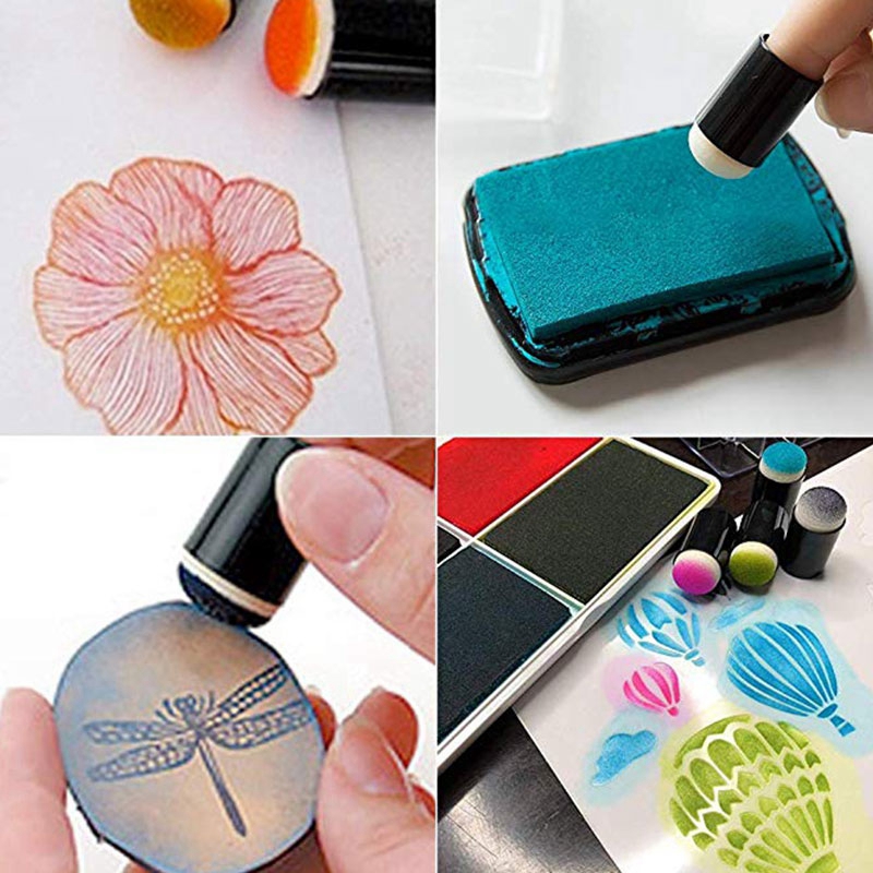 Esponjas de dedo peças, conjunto de pintura de dedos em espuma, esponja de desenho e tinta para artesanato para pintura de dedos