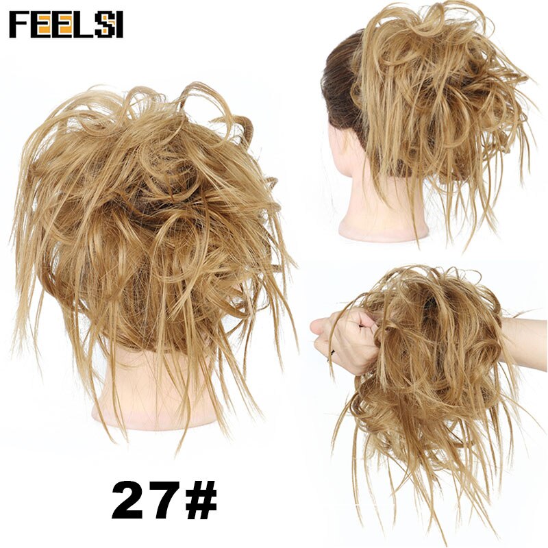 FEELSI 7 Zoll Chaotisch lockige Chignon haar brötchen Elastischen Band Haar brötchen Lockige Scrunchie haar Hochsteckfrisur Abdeckung Synthetische Haarteil für frauen: #144