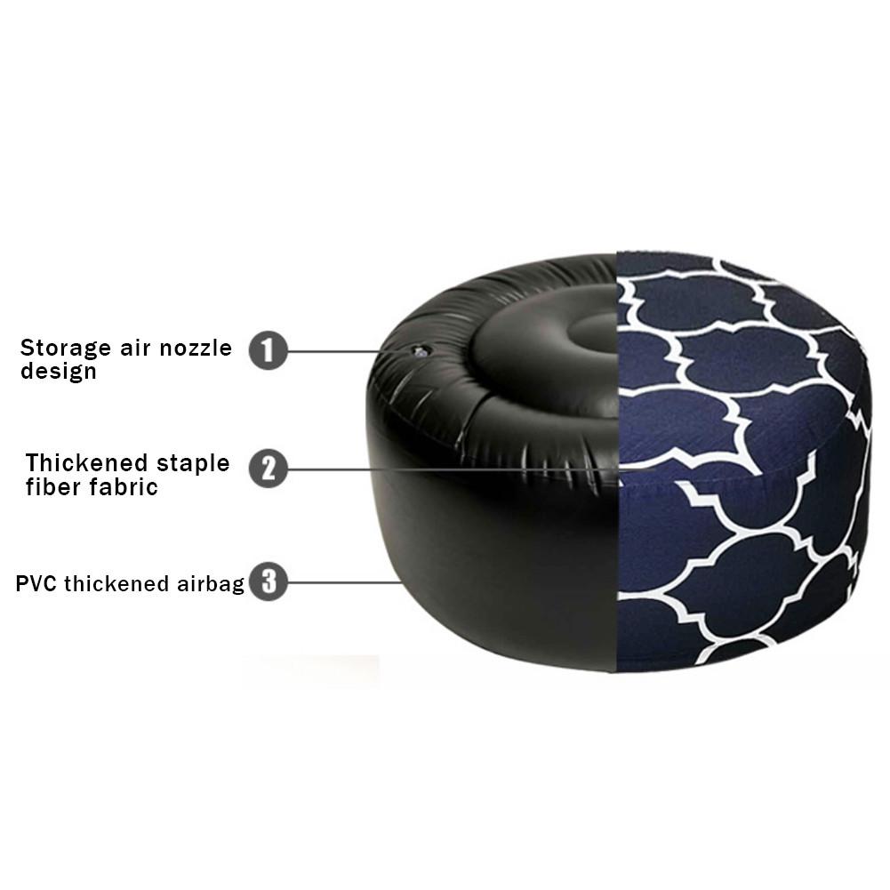 Inflatable Foot Stool Bean Bag Sofas Portable Round Foot Rest Pillow With Seat Cover Inflatable Foot Pad For Travel Home Office