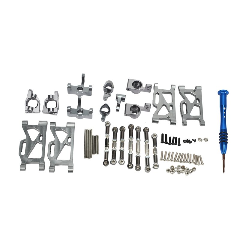 For wltoys 1:14 car upgrade parts metal steering rocker arm base c rear 144001 rc seat servo pull rod: Gray