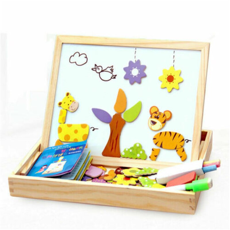Houten Puzzel Schilderen Tekentafel Magnetische Dier Kinderen Onderwijs Speelgoed
