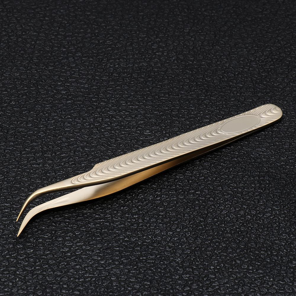 1 PC Volume Eyelash Extensions Tweezers Stainless Steel Lash Tweezers Curved Precise for Eyelash Extensions Application