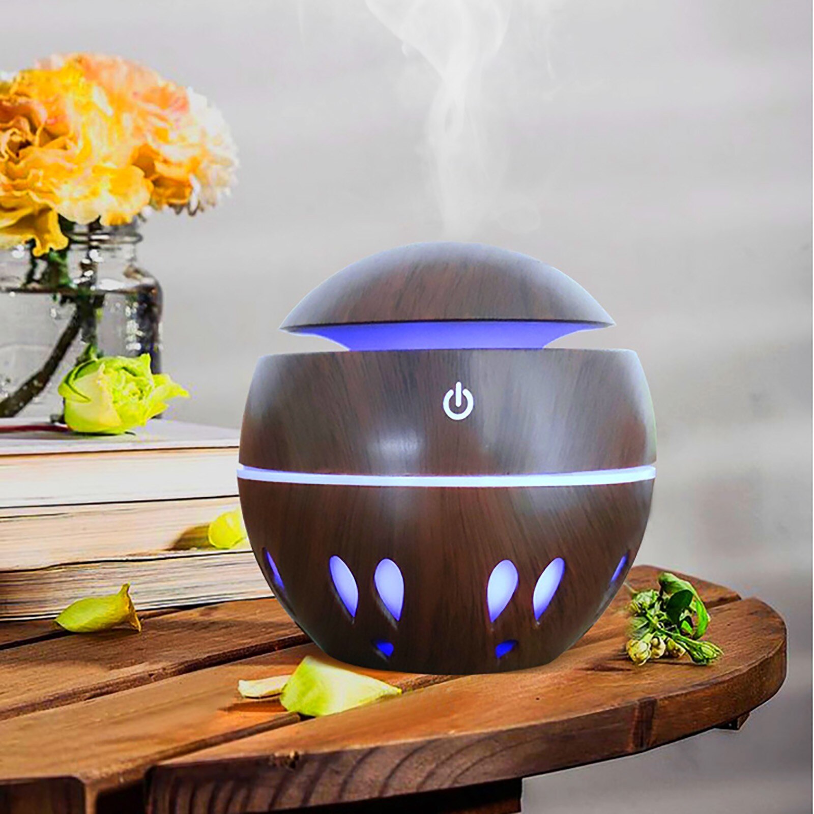 4 # eléctrico difusor de aire de Aroma humidificador de aire ultrasónico aceite esencial de vaporizador de aromaterapia para casa: Brown 