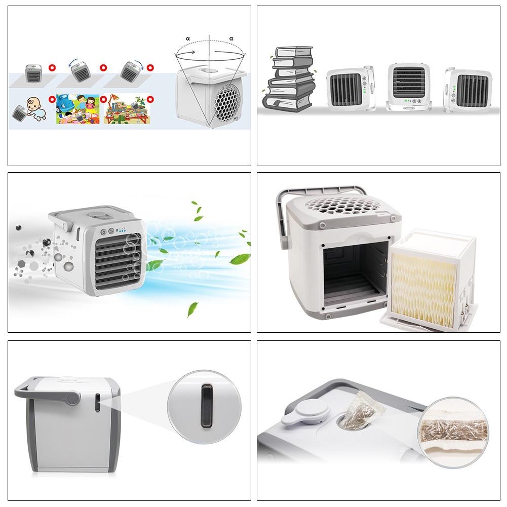 3-IN-1 Mini Portable Air Conditioner USB Personal Desktop Air Cooler Fan Cooler for Home Office Car Fan Air Conditioner Cooling