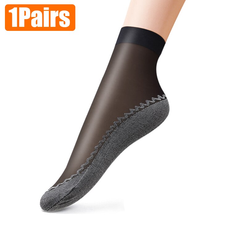 4Pairs Lente Zomer Fluwelen Zijde Vrouwen Sok Katoen Onderkant Avondmaal Zachte Klassieke Ultradunne Comfortabele Transparant Casual Sokken: 1 Black