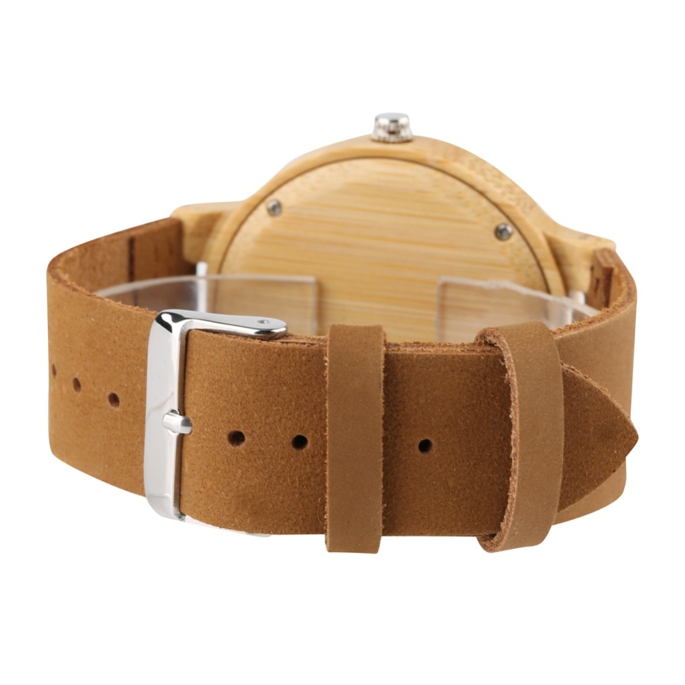 Houten horloge heren leren band natire lichtgewicht bamboe polshorloge eenvoudig quartz sport heren houten horloges