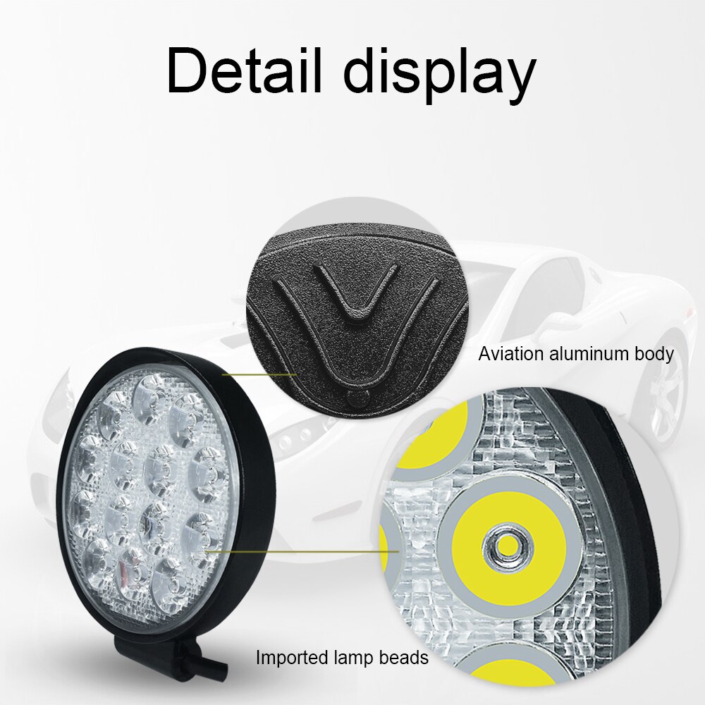 Aslent-Barra de luz Led redonda para obra, 4 pulgadas, 42W, 4200lm, faro delantero para Jeep, ATV, UAZ, SUV, 4WD, 4x4, camión, Tractor, todoterreno, 12v, 24v