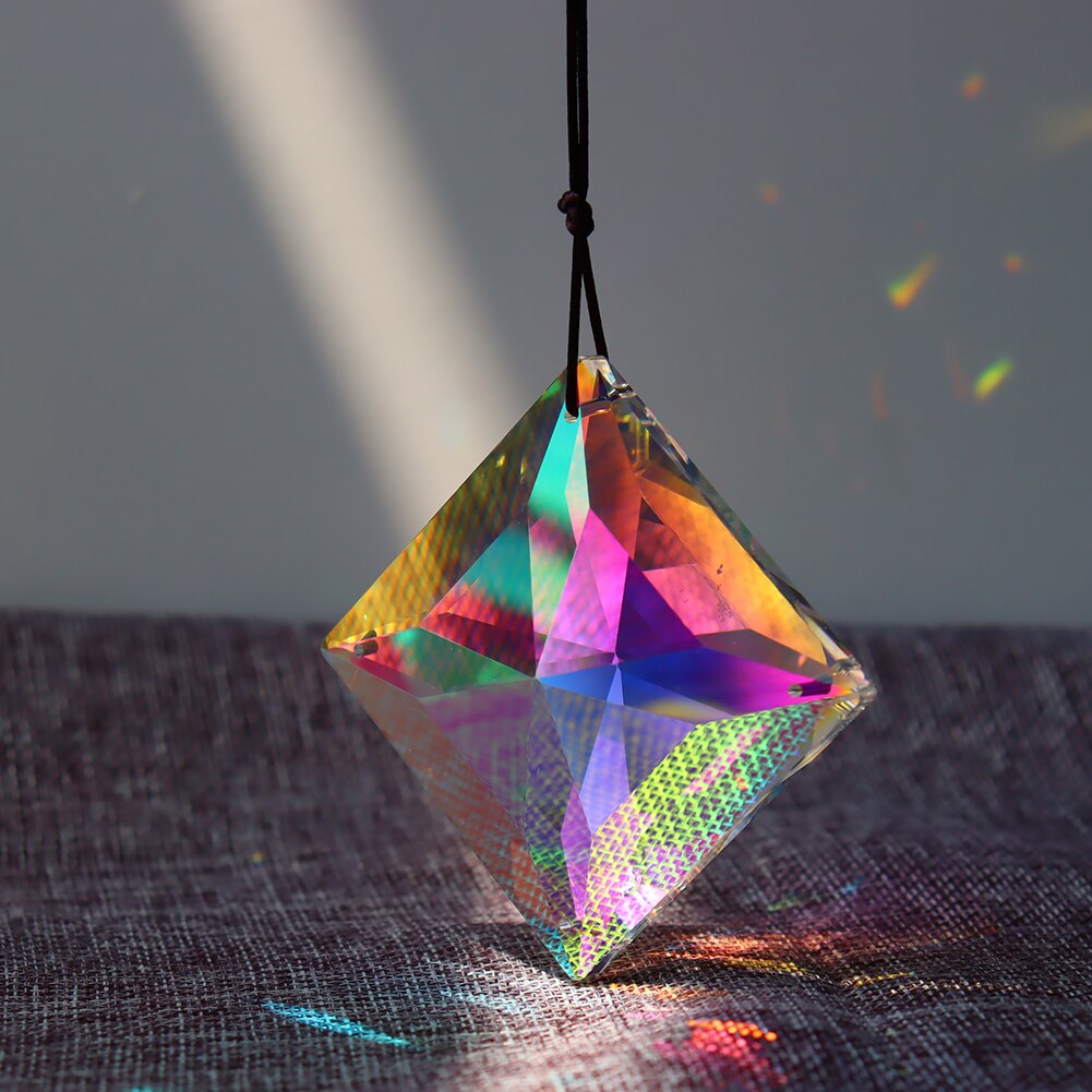 Crystal Windchimes Ornaments Heart Love Crystal Window Craft Outdoor Garden Hanging Pendant Wind Chimes Sun Catchers Decoration: 50mm Quadrilateral	