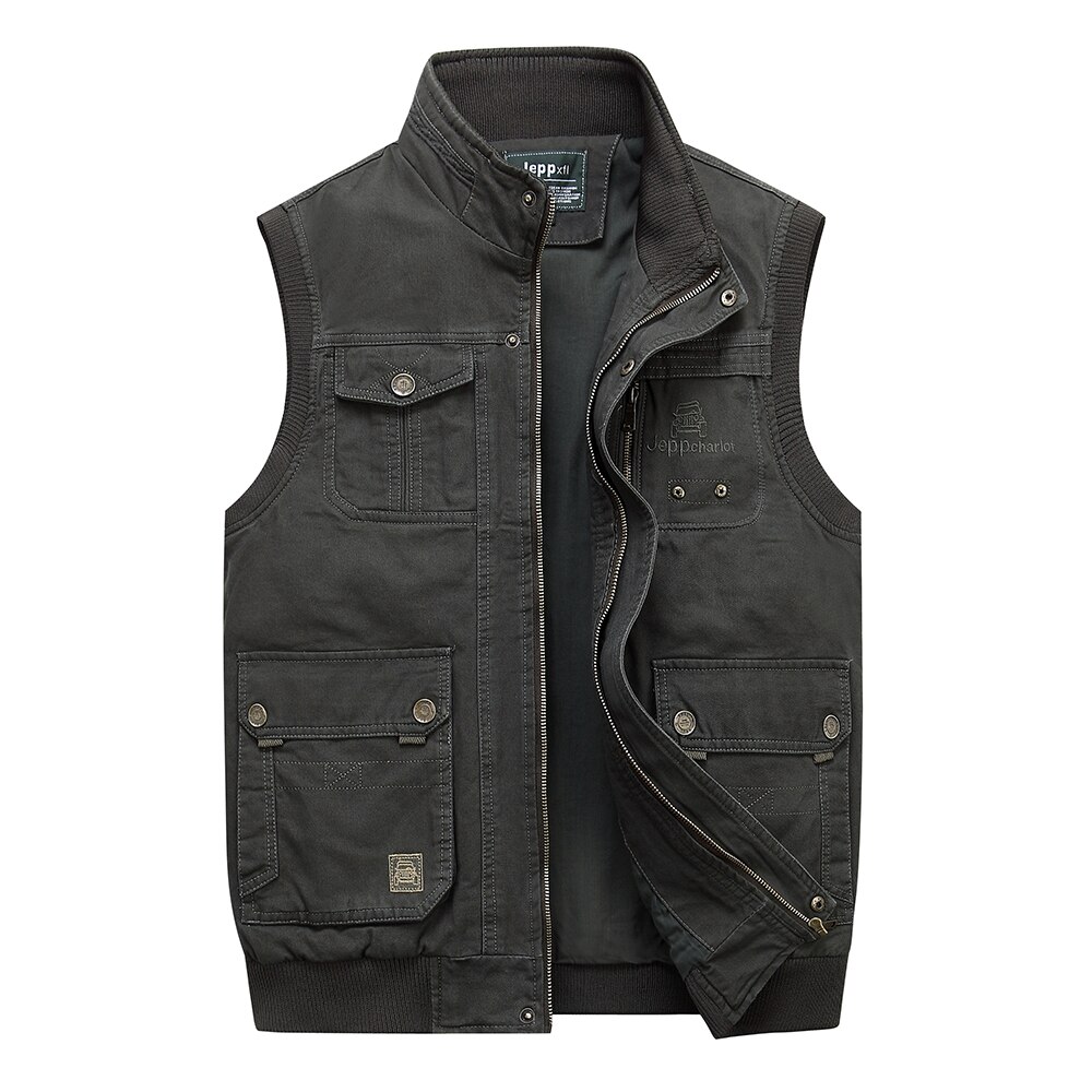Hommes Multi poches coton gilets grande taille XL-5XL homme sans manches vestes printemps automne pêche gilets photographie col gilets