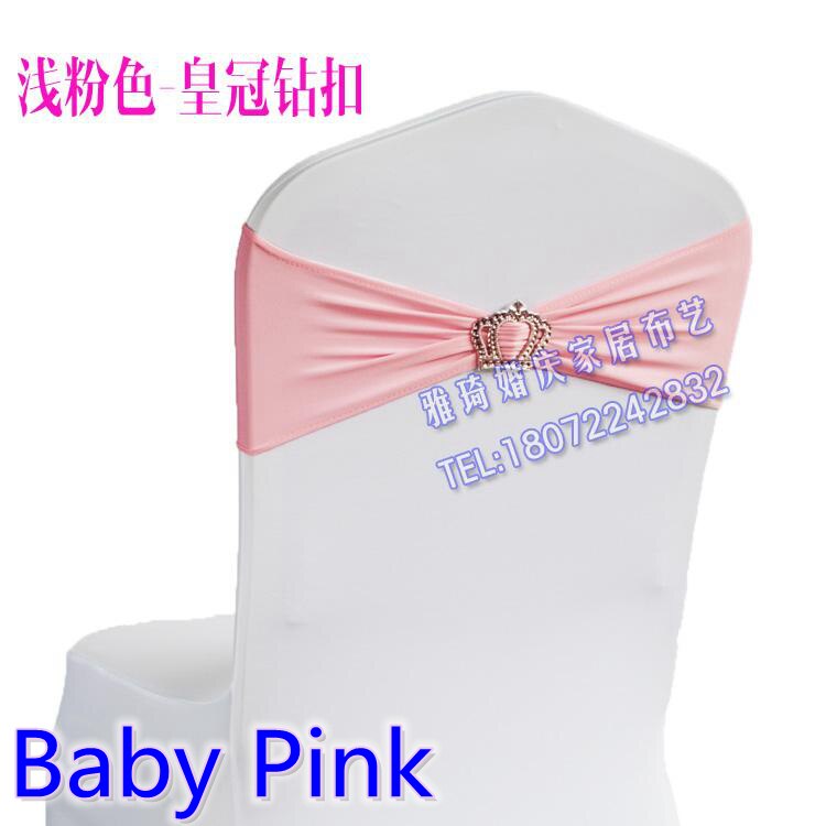 Baby roze kleur Kroon gesp lycra sjerp voor bruiloft stoelen decoratie spandex band stretch strikje lycra lint riem op
