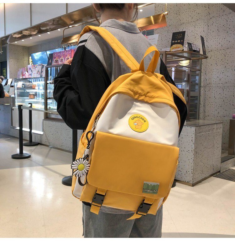 Women School Backpacks Summer Brand Female Canvas Shoulder Bags Students Bookbag Backpack for Teenage Girls: Yellow